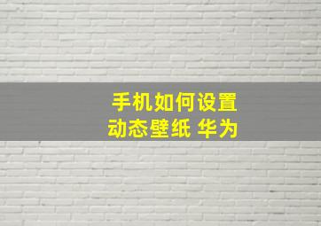 手机如何设置动态壁纸 华为